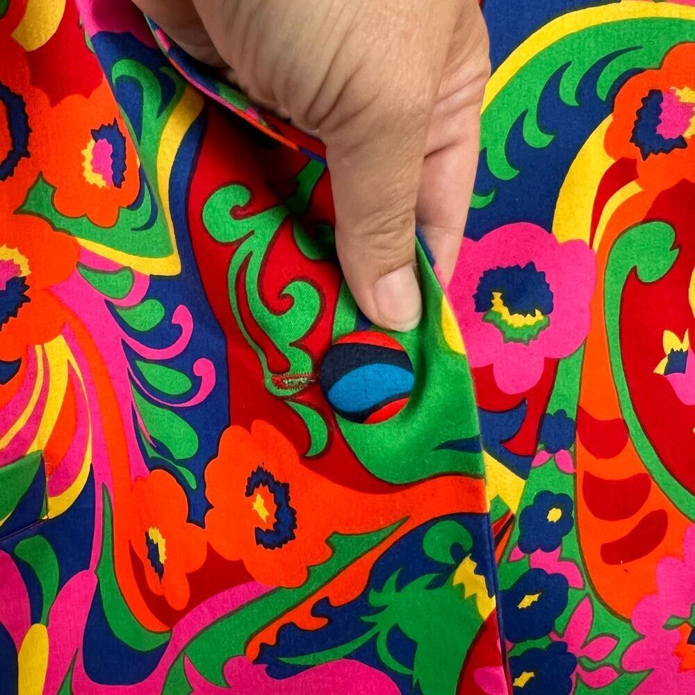 Vintage 90s All Over Bright Colorful Psychedelic Florals Artsy Blazer Medium - Picture 7 of 13